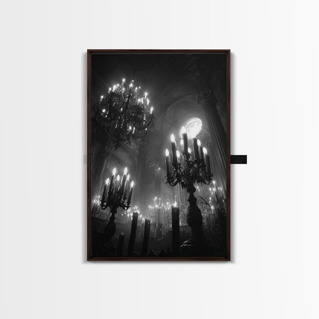 Monochrome Gothic Halloween, Vertical Wall Art, Dark Halloween Decor, Canvas Print, Halloween Wall Decor, Gothic Home Decor, Horror Wall Art