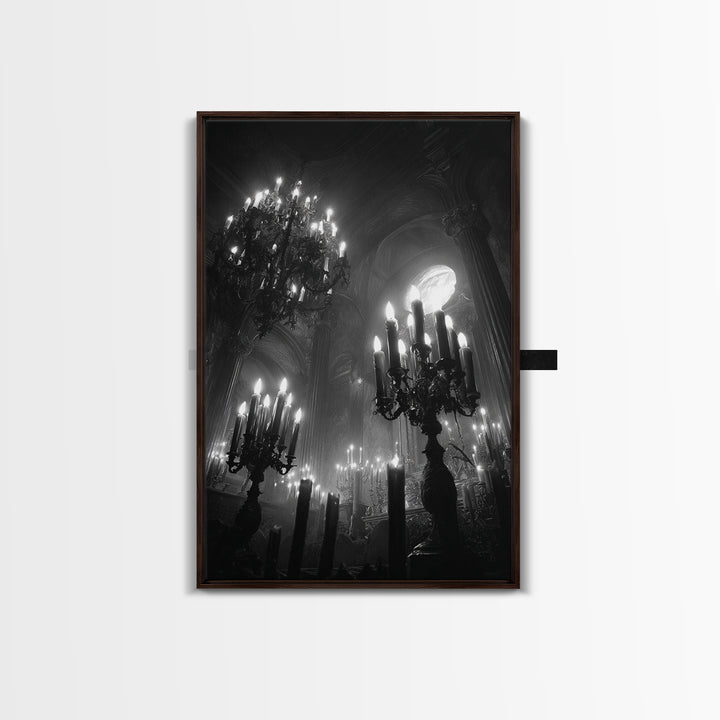Monochrome Gothic Halloween, Vertical Wall Art, Dark Halloween Decor, Canvas Print, Halloween Wall Decor, Gothic Home Decor, Horror Wall Art