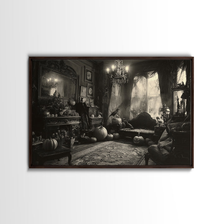 Monochrome Gothic Halloween, Landscape Wall Art, Spooky Home Decor, Canvas Print, Halloween Wall Decor, Gothic Home Decor, Spooky Wall Decor