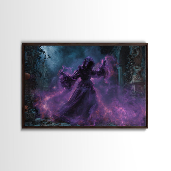 1980s Neon Horror, Landscape Wall Art, Dark Fantasy Wall Art, Canvas Print, Halloween Wall Decor, Gothic Home Decor, Macabre Wall Art