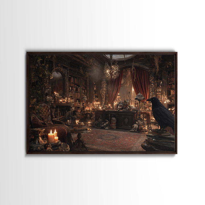 Dark Academia Halloween, Landscape Wall Art, Haunted Gothic Art, Framed Canvas Print, Halloween Wall Decor, Gothic Home Decor