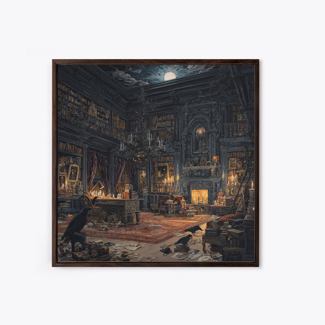 Dark Academia Halloween, Square Wall Art, Dark Halloween Decor, Canvas Print, Halloween Wall Decor, Gothic Home Decor, Statement Wall Art