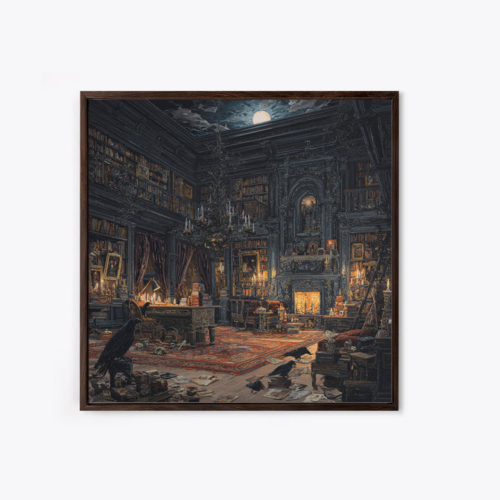 Dark Academia Halloween, Square Wall Art, Dark Halloween Decor, Canvas Print, Halloween Wall Decor, Gothic Home Decor, Statement Wall Art