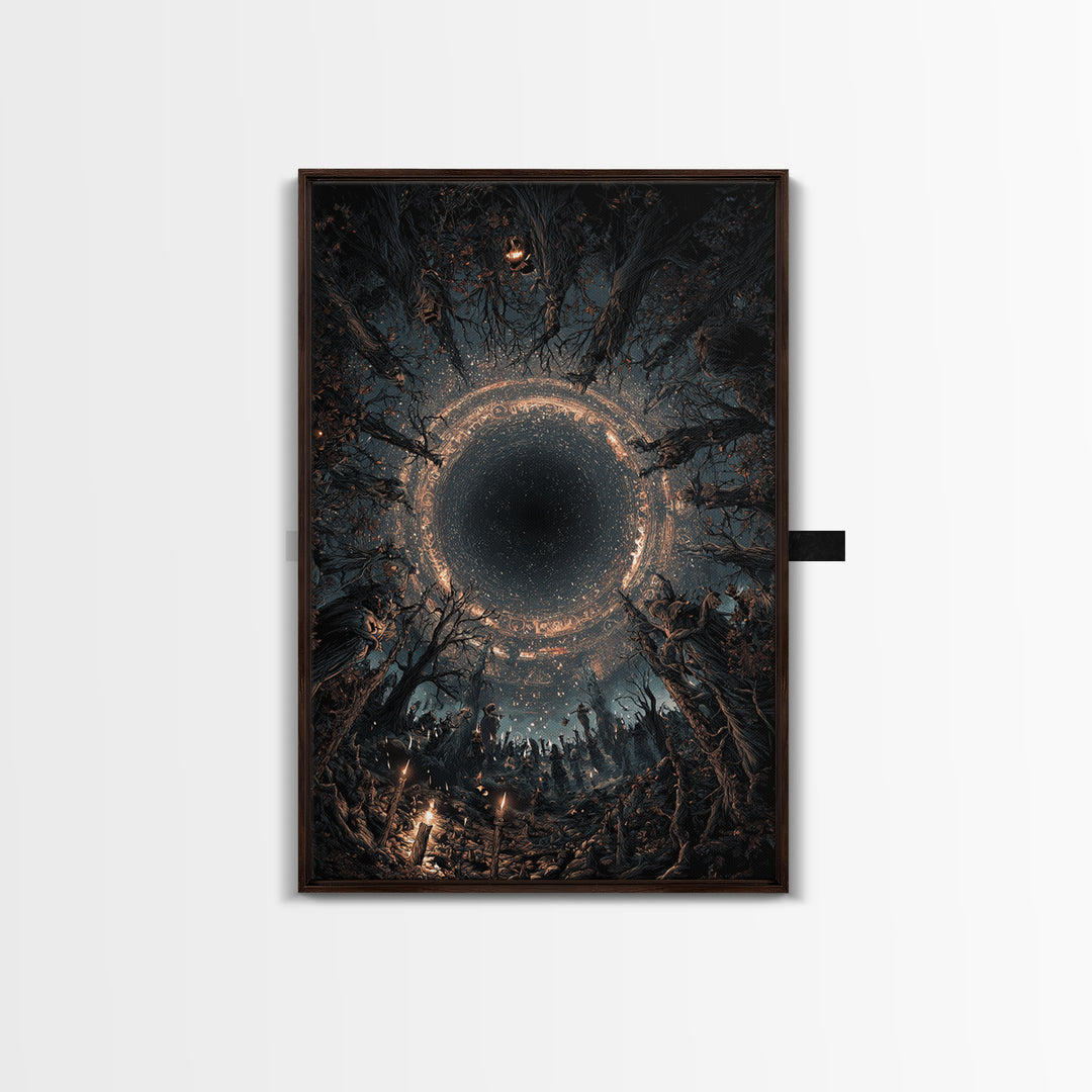 Celestial Witchcraft, Vertical Wall Art, Haunted Gothic Art, Framed Canvas Print, Halloween Wall Decor, Gothic Home Decor, Horror Wall Art