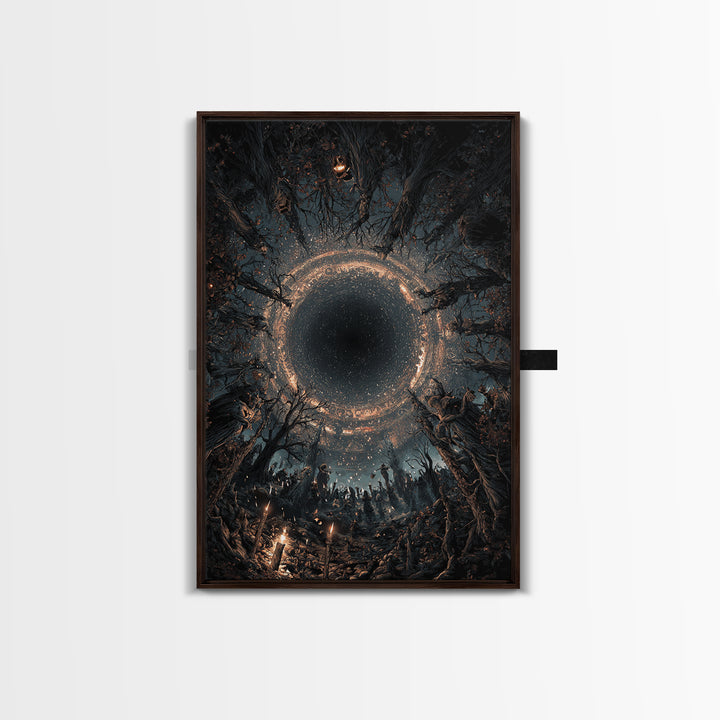 Celestial Witchcraft, Vertical Wall Art, Haunted Gothic Art, Framed Canvas Print, Halloween Wall Decor, Gothic Home Decor, Horror Wall Art