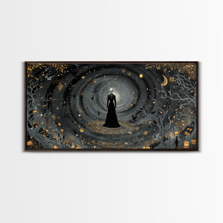 Celestial Witchcraft, Wide Panoramic Art, Dark Halloween Decor, Canvas Print, Halloween Wall Decor, Gothic Home Decor, Halloween Wall Art