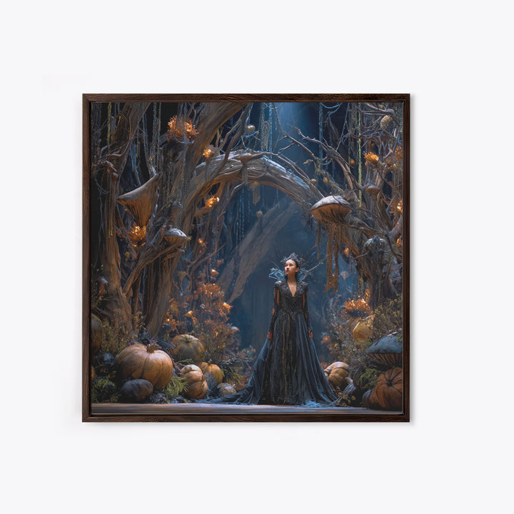 Enchanted Woodland Halloween, Square Wall Art, Dark Halloween Decor, Canvas Print, Halloween Wall Decor, Gothic Home Decor
