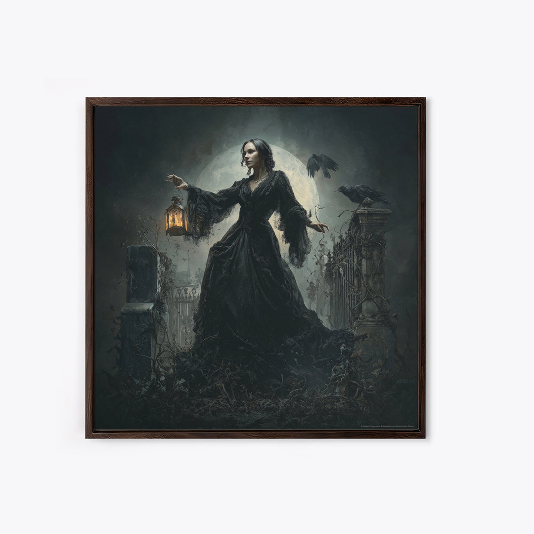 Gothic Romance, Square Wall Art, Macabre Wall Art, Framed Canvas Print, Halloween Wall Decor, Gothic Home Decor, Seasonal Home Decor