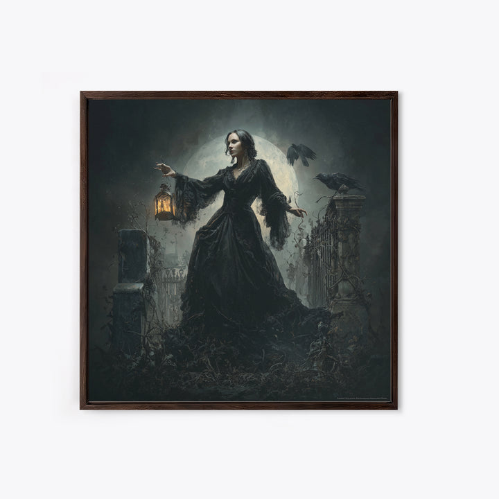 Gothic Romance, Square Wall Art, Macabre Wall Art, Framed Canvas Print, Halloween Wall Decor, Gothic Home Decor, Seasonal Home Decor