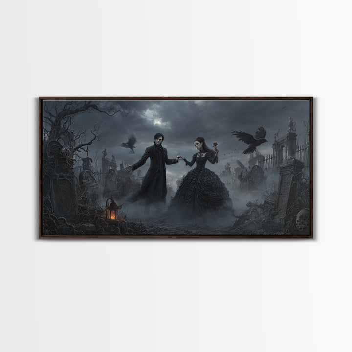 Gothic Romance, Wide Panoramic Art, Dark Halloween Decor, Canvas Print, Halloween Wall Decor, Gothic Home Decor, Seasonal Home Decor