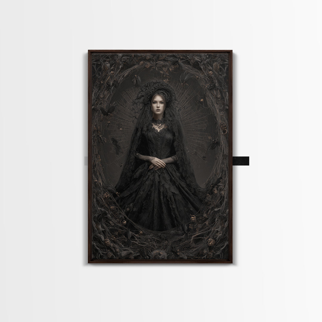 Black Lace And Cobwebs, Vertical Wall Art, Spooky Home Decor, Canvas Print, Halloween Wall Decor, Gothic Home Decor, Halloween Decor
