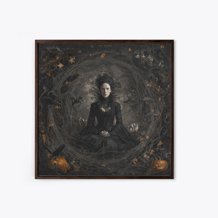 Black Lace And Cobwebs, Square Wall Art, Gothic Horror Wall Art, Framed Canvas Print, Halloween Wall Decor, Gothic Home Decor