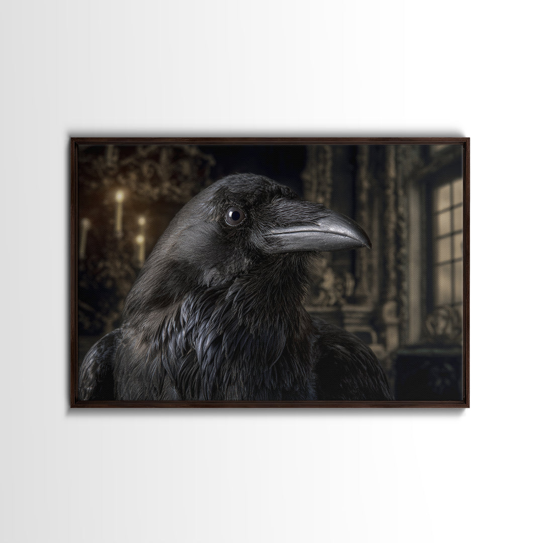 Ravens And Ruins, Landscape Wall Art, Gothic Horror Wall Art, Framed Canvas Print, Halloween Wall Decor, Gothic Home Decor