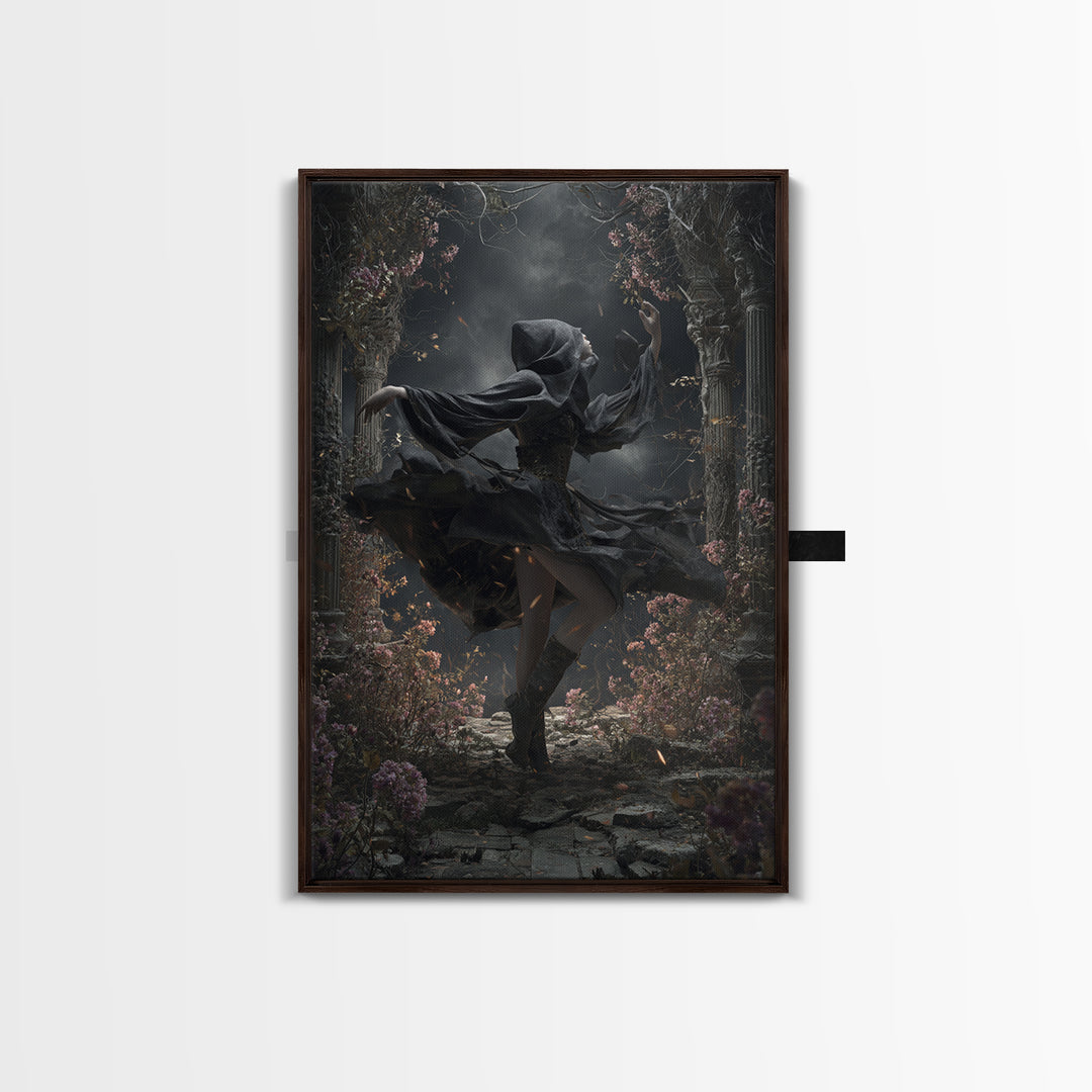 The Poison Garden, Vertical Wall Art, Haunted Gothic Art, Framed Canvas Print, Halloween Wall Decor, Gothic Home Decor, Halloween Wall Art
