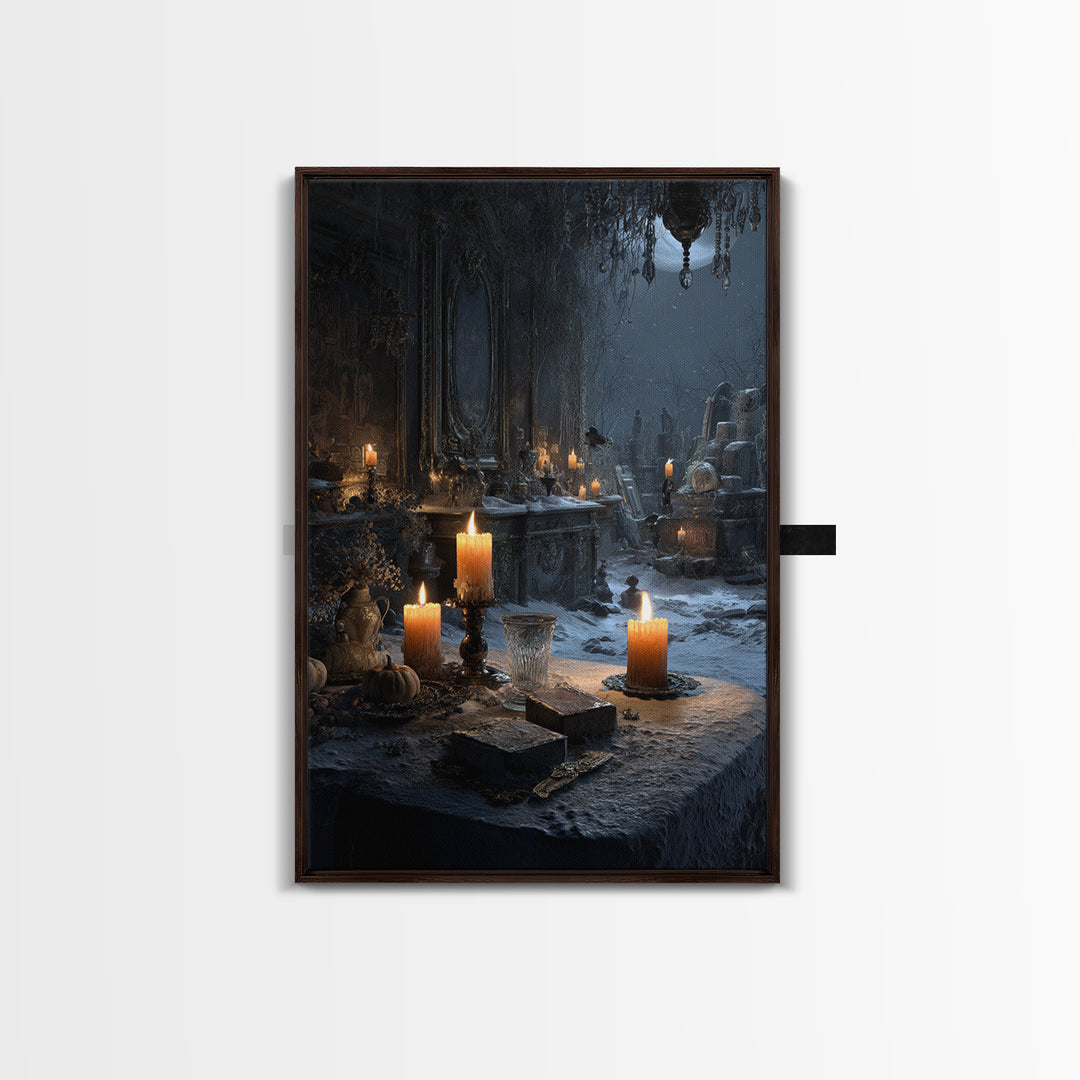 Frozen Halloween, Vertical Wall Art, Gothic Horror Wall Art, Framed Canvas Print, Halloween Wall Decor, Gothic Home Decor, Macabre Wall Art