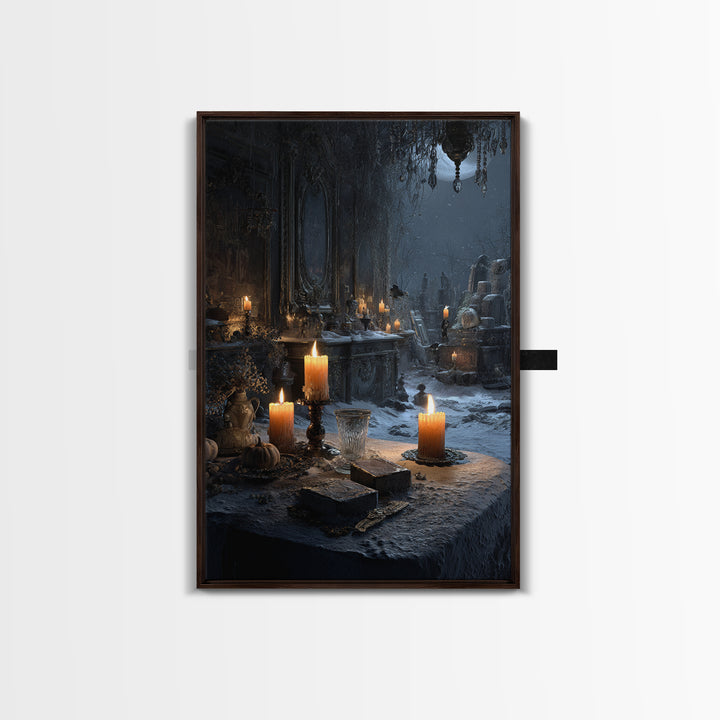 Frozen Halloween, Vertical Wall Art, Gothic Horror Wall Art, Framed Canvas Print, Halloween Wall Decor, Gothic Home Decor, Macabre Wall Art