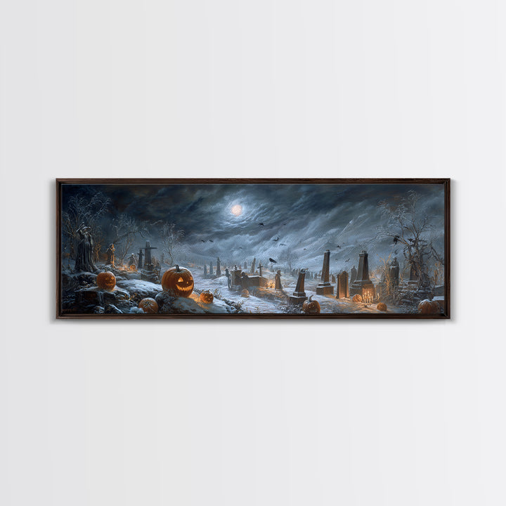 Frozen Halloween, Extra Wide Wall Art, Macabre Wall Art, Framed Canvas Print, Halloween Wall Decor, Gothic Home Decor, Halloween Wall Art