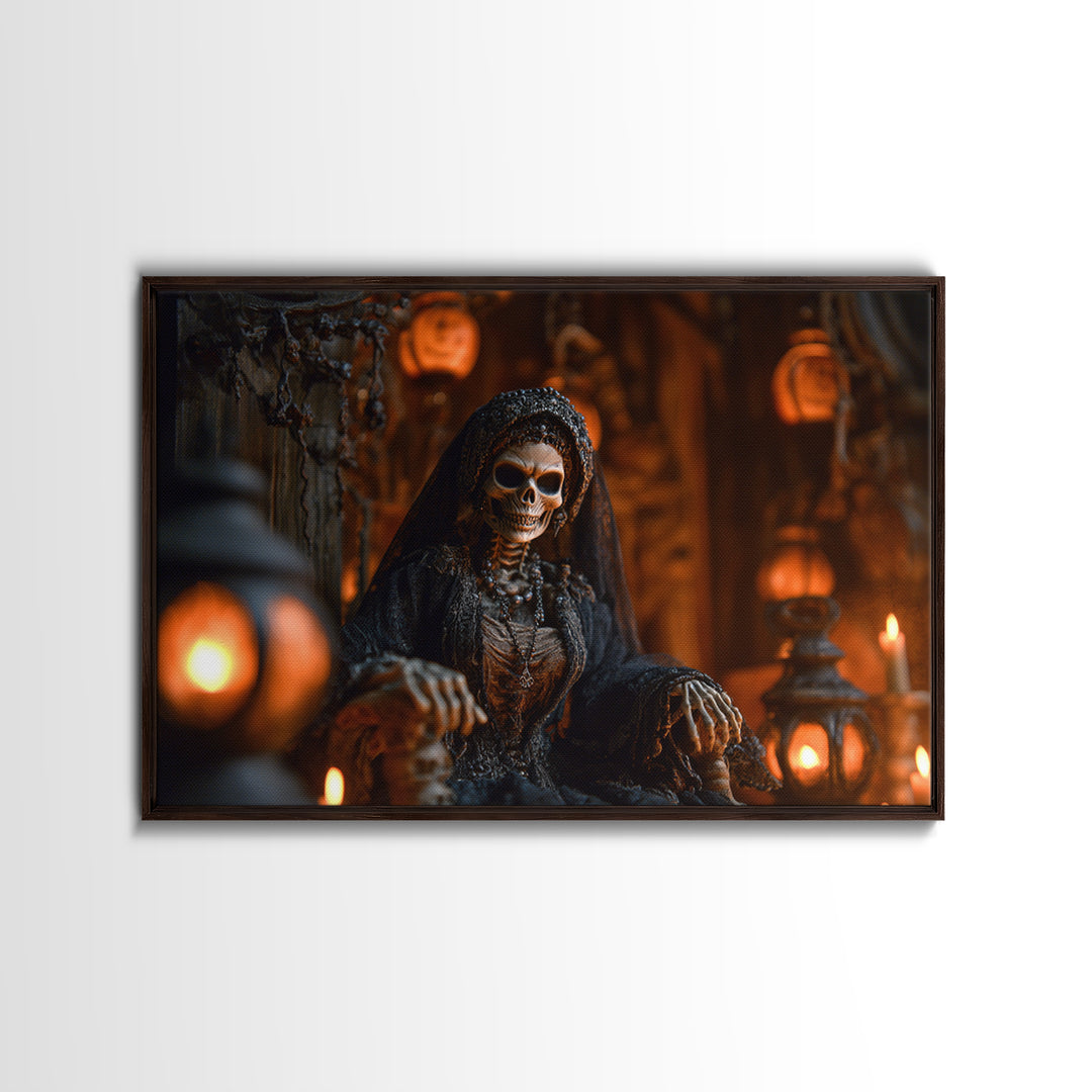 The Necromancer Queen, Landscape Wall Art, Haunted Gothic Art, Framed Canvas Print, Halloween Wall Decor, Gothic Home Decor, Halloween Decor