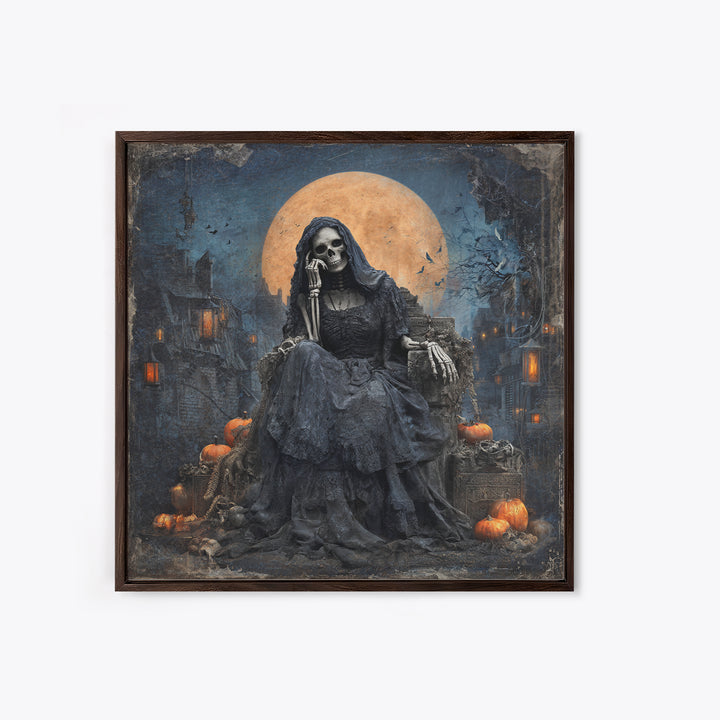 The Necromancer Queen, Square Wall Art, Spooky Home Decor, Canvas Print, Halloween Wall Decor, Gothic Home Decor, Dark Fantasy Art