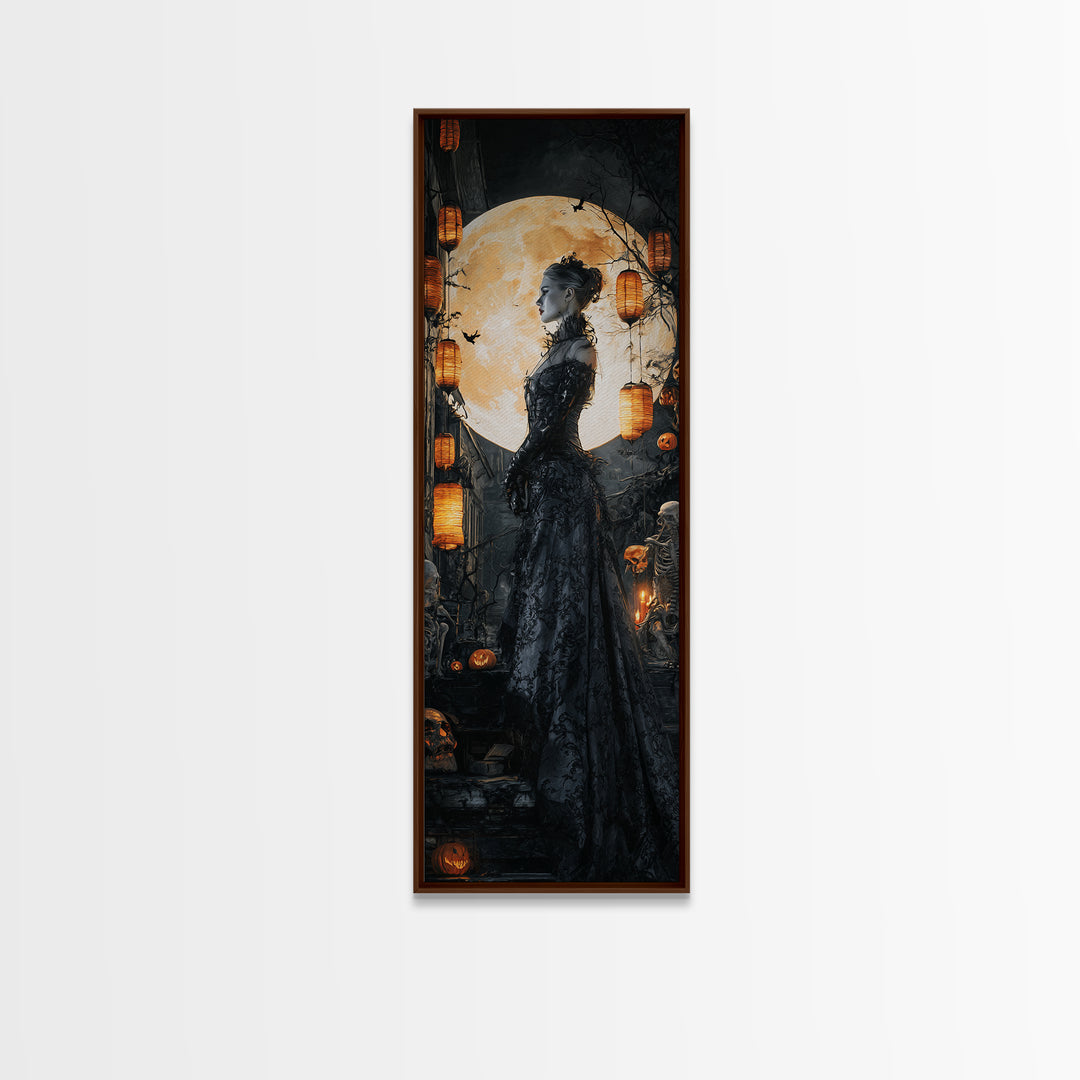 The Necromancer Queen, Tall Narrow Wall Art, Spooky Home Decor, Canvas Print, Halloween Wall Decor, Gothic Home Decor, Seasonal Home Decor