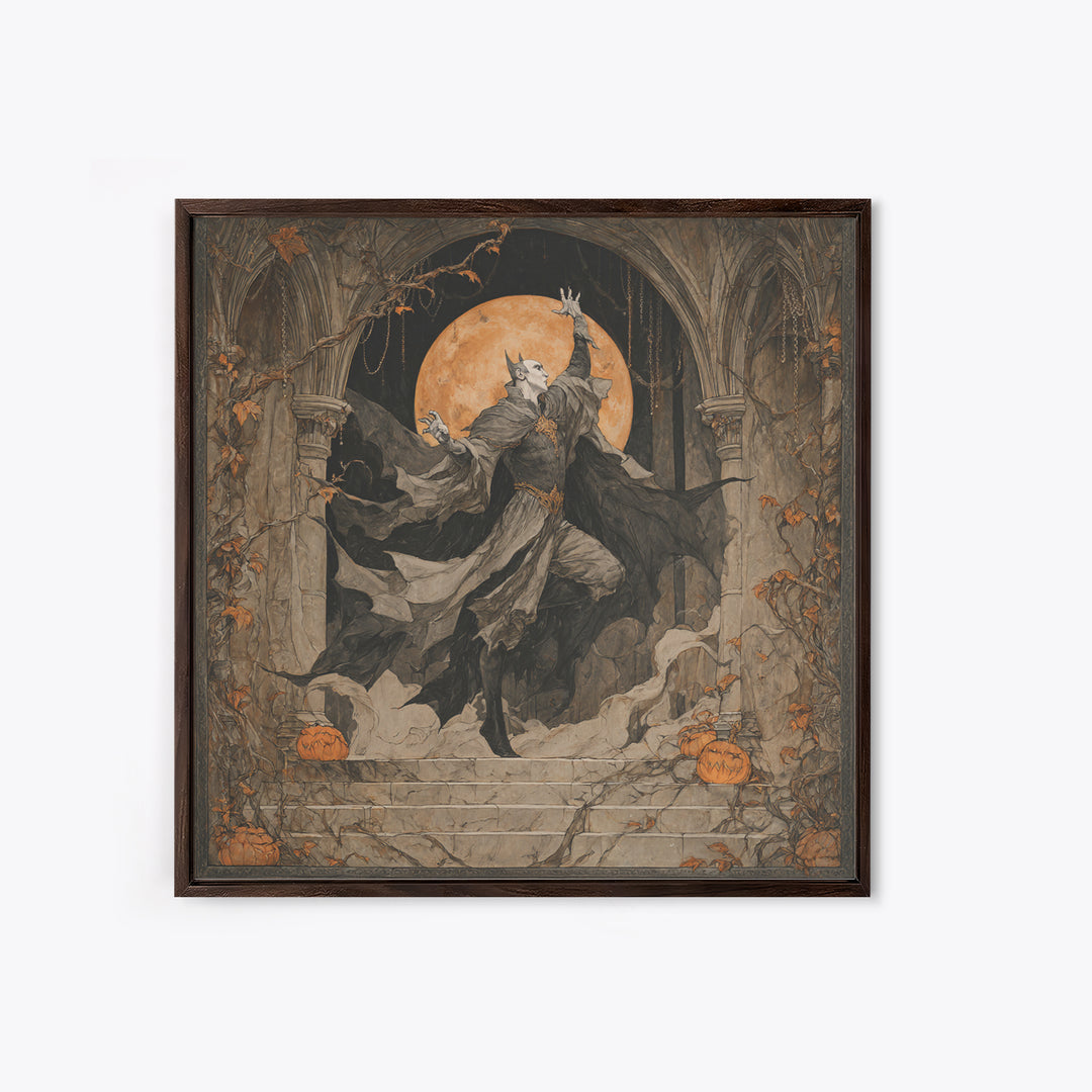 The Bat Prince, Square Wall Art, Macabre Wall Art, Framed Canvas Print, Halloween Wall Decor, Gothic Home Decor, Statement Wall Art