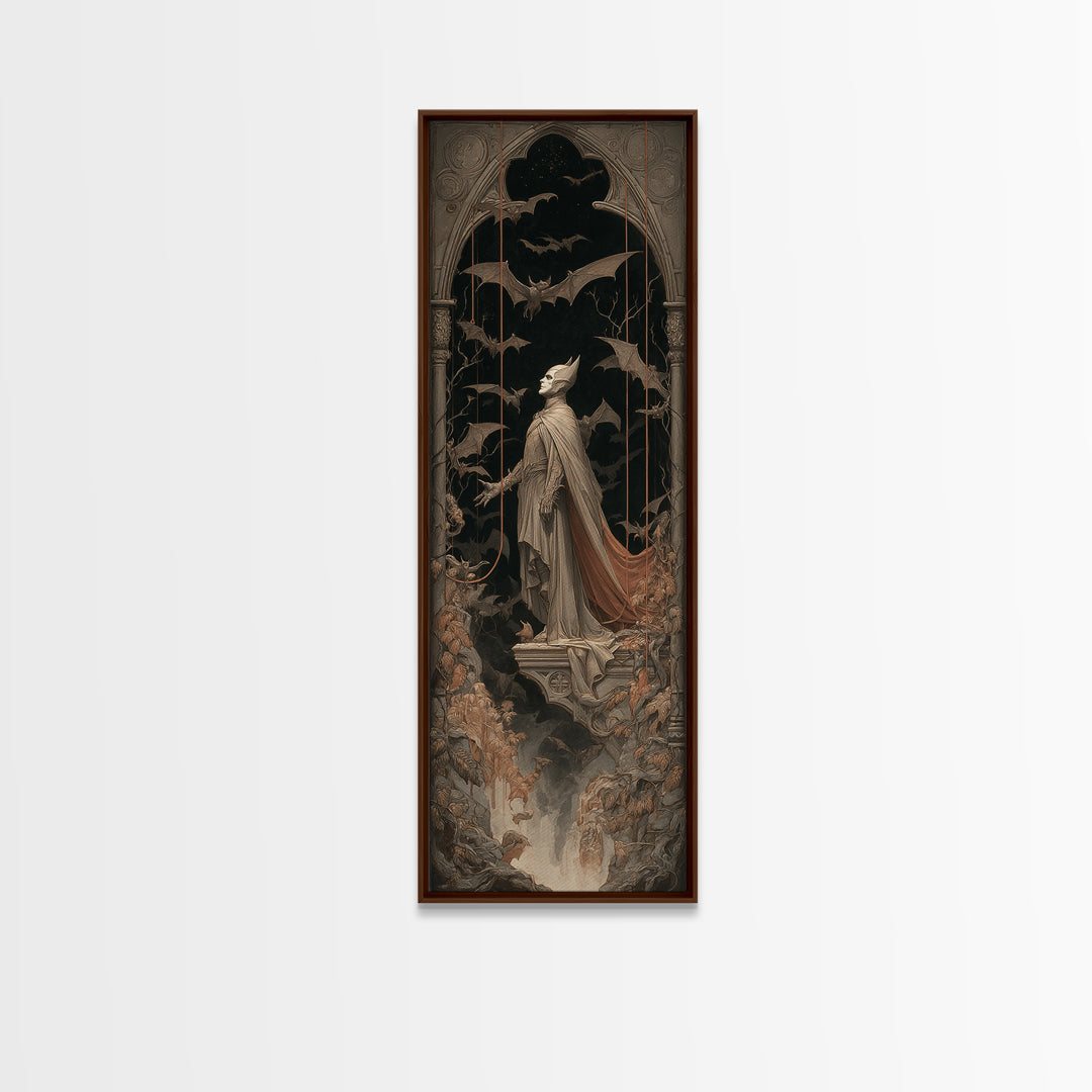 The Bat Prince, Tall Narrow Wall Art, Dark Halloween Decor, Canvas Print, Halloween Wall Decor, Gothic Home Decor, Collectible Wall Decor