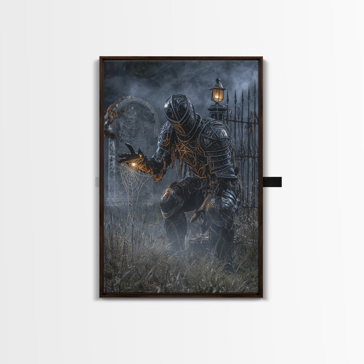 The Spider Knight, Vertical Wall Art, Spooky Home Decor, Canvas Print, Halloween Wall Decor, Gothic Home Decor, Halloween Wall Art