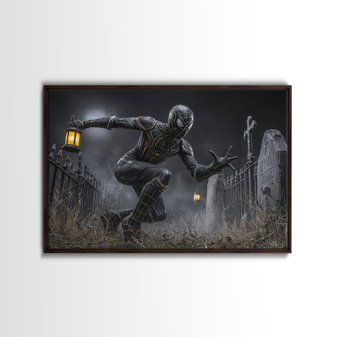The Spider Knight, Landscape Wall Art, Haunted Gothic Art, Framed Canvas Print, Halloween Wall Decor, Gothic Home Decor, Horror Wall Art