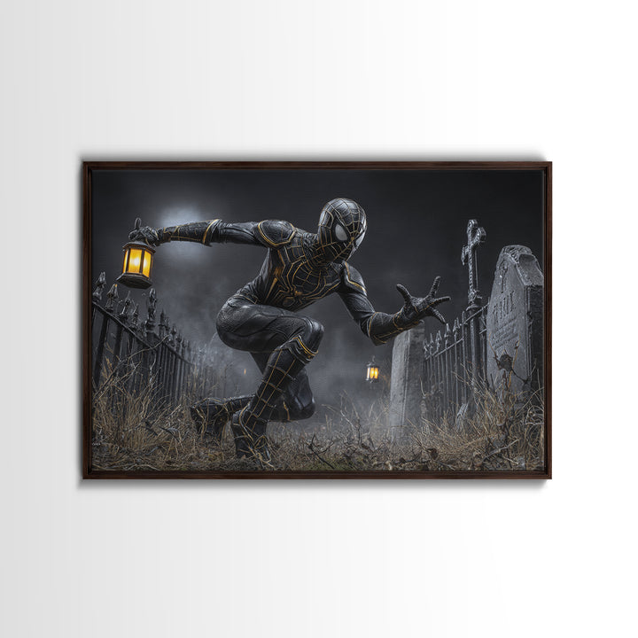The Spider Knight, Landscape Wall Art, Haunted Gothic Art, Framed Canvas Print, Halloween Wall Decor, Gothic Home Decor, Horror Wall Art