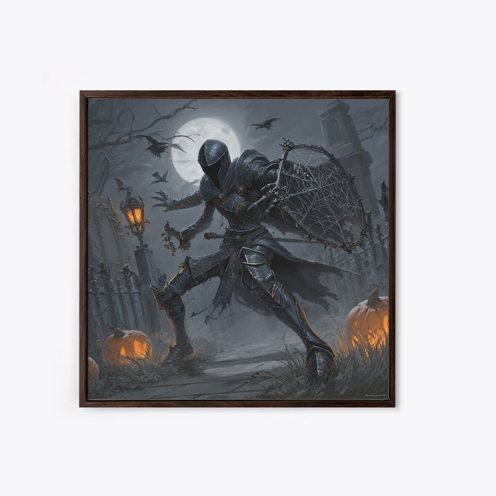 The Spider Knight, Square Wall Art, Macabre Wall Art, Framed Canvas Print, Halloween Wall Decor, Gothic Home Decor, Horror Wall Art
