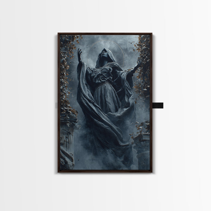 The Moon Priestess, Vertical Wall Art, Dark Fantasy Wall Art, Canvas Print, Halloween Wall Decor, Gothic Home Decor, Spooky Wall Decor