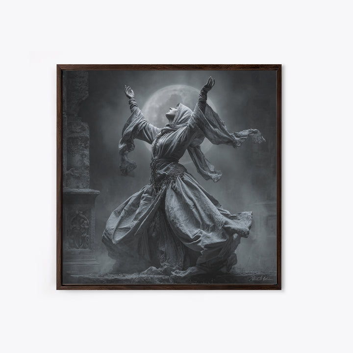 The Moon Priestess, Square Wall Art, Macabre Wall Art, Framed Canvas Print, Halloween Wall Decor, Gothic Home Decor, Dark Fantasy Art