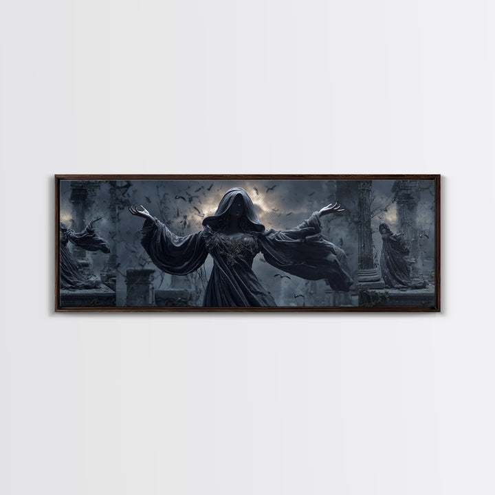 The Moon Priestess, Extra Wide Wall Art, Dark Halloween Decor, Canvas Print, Halloween Wall Decor, Gothic Home Decor, Dark Fantasy Art