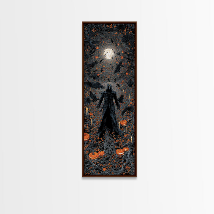 The Crow-Masked Assassin, Tall Narrow Wall Art, Spooky Home Decor, Canvas Print, Halloween Wall Decor, Gothic Home Decor, Macabre Wall Art
