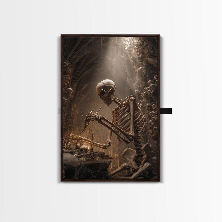 The Bone Sculptor, Vertical Wall Art, Dark Halloween Decor, Canvas Print, Halloween Wall Decor, Gothic Home Decor, Dark Fantasy Art
