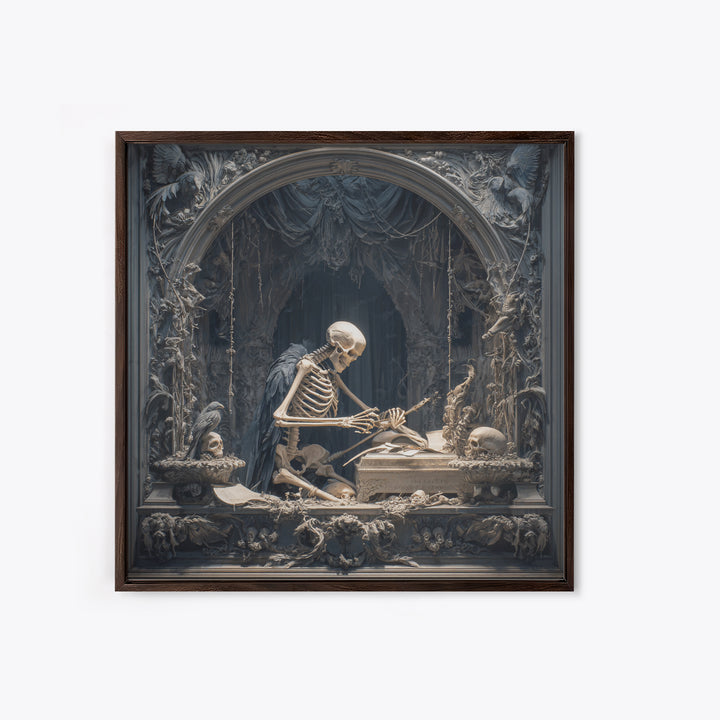 The Bone Sculptor, Square Wall Art, Dark Fantasy Wall Art, Canvas Print, Halloween Wall Decor, Gothic Home Decor, Collectible Wall Decor