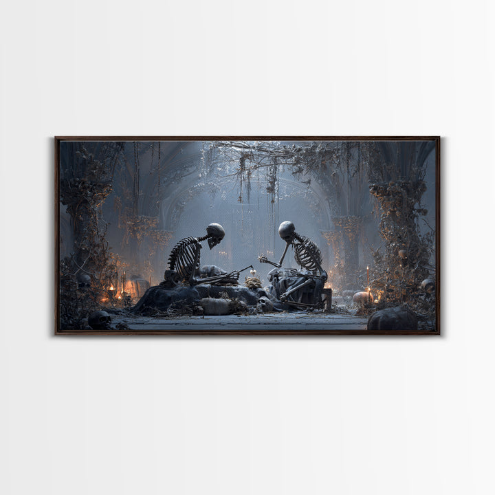 The Bone Sculptor, Wide Panoramic Art, Dark Fantasy Wall Art, Canvas Print, Halloween Wall Decor, Gothic Home Decor, Dark Fantasy Art