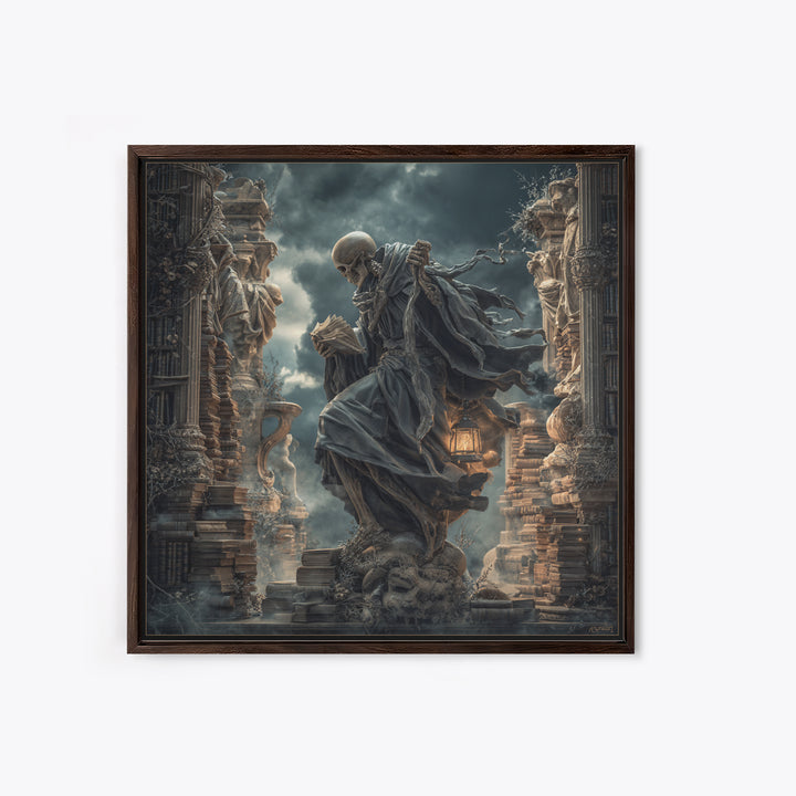 The Crypt Librarian, Square Wall Art, Dark Halloween Decor, Canvas Print, Halloween Wall Decor, Gothic Home Decor, Spooky Wall Decor