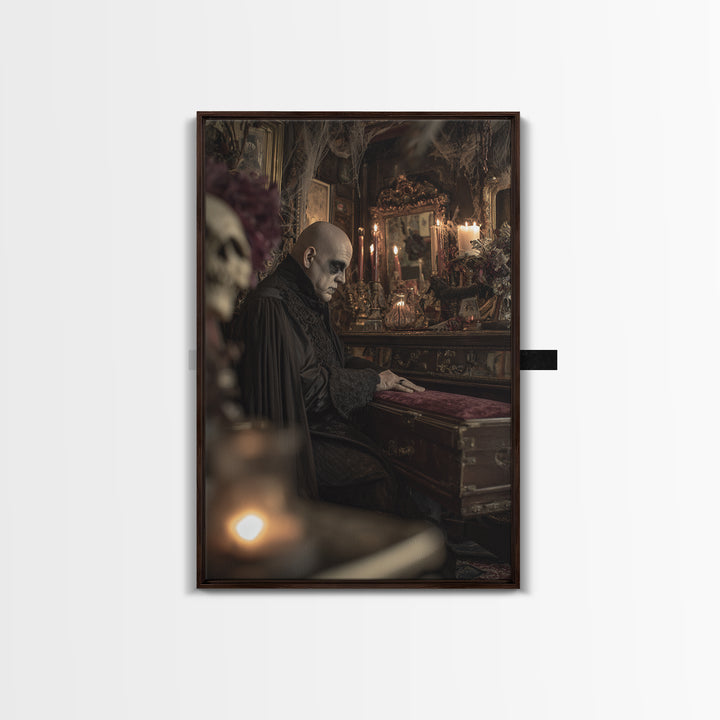 The Royal Coffin Maker, Vertical Wall Art, Haunted Gothic Art, Framed Canvas Print, Halloween Wall Decor, Gothic Home Decor
