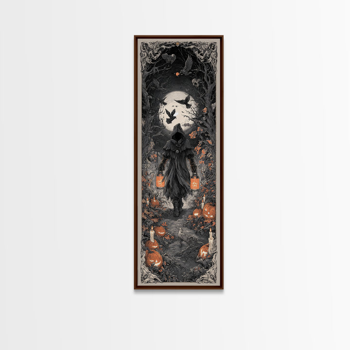 The Soul Collector, Tall Narrow Wall Art, Gothic Horror Wall Art, Framed Canvas Print, Halloween Wall Decor, Gothic Home Decor