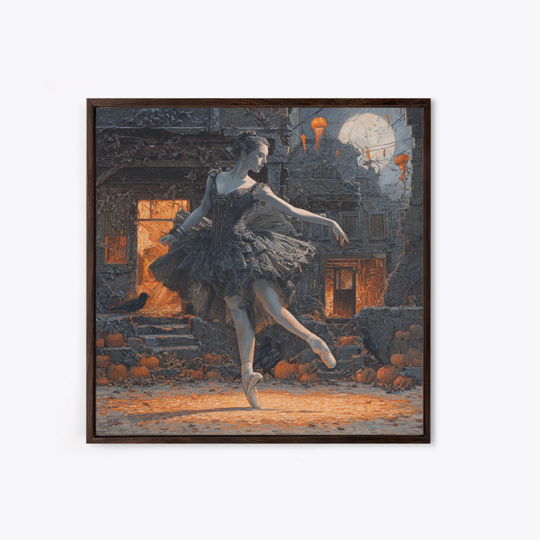 The Phantom Ballerina, Square Wall Art, Haunted Gothic Art, Framed Canvas Print, Halloween Wall Decor, Gothic Home Decor, Macabre Wall Art