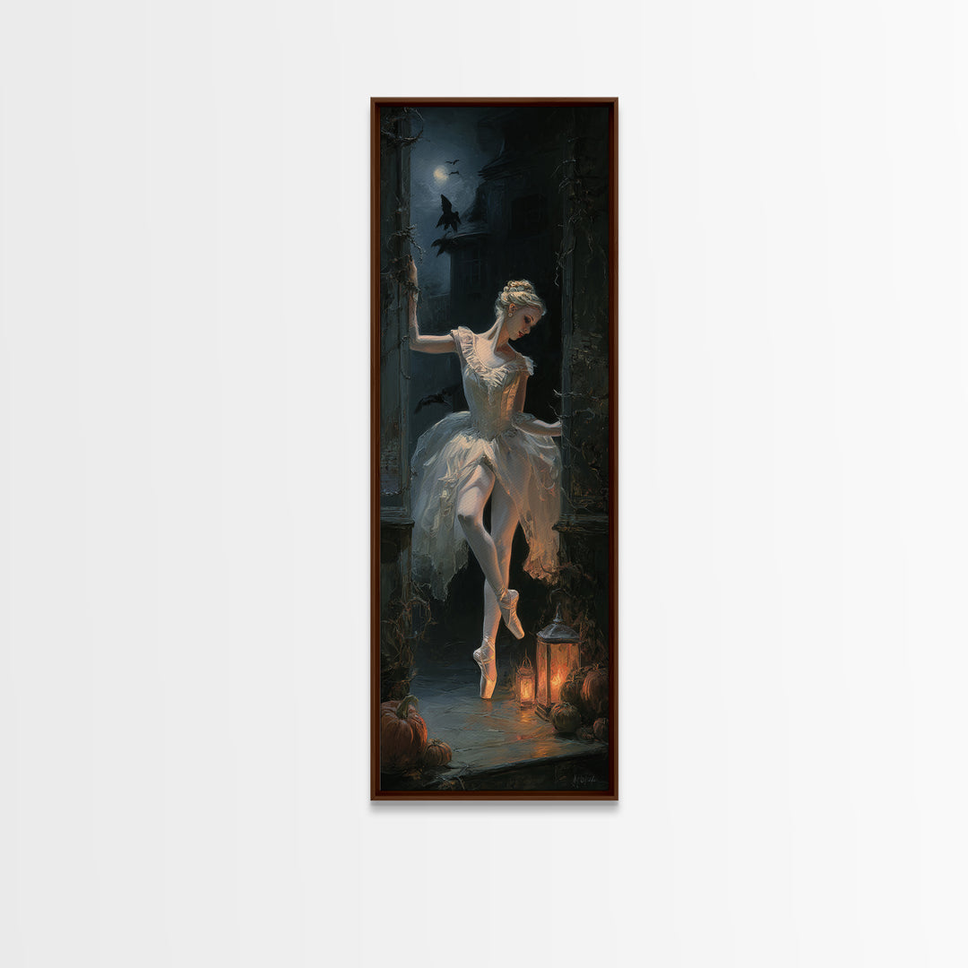 The Phantom Ballerina, Tall Narrow Wall Art, Spooky Home Decor, Canvas Print, Halloween Wall Decor, Gothic Home Decor, Halloween Wall Art