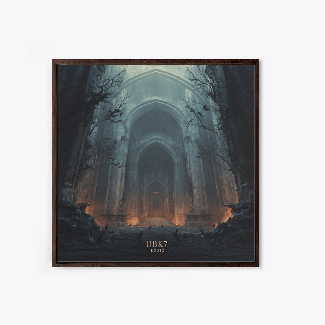 The Ghost Of The Witch Hunter, Square Wall Art, Haunted Gothic Art, Framed Canvas Print, Halloween Wall Decor, Gothic Home Decor