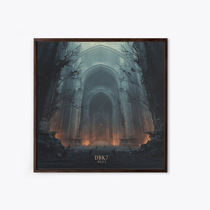 The Ghost Of The Witch Hunter, Square Wall Art, Haunted Gothic Art, Framed Canvas Print, Halloween Wall Decor, Gothic Home Decor