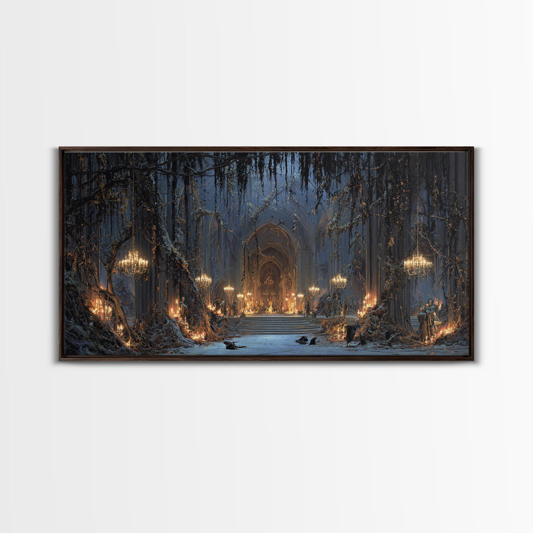 The Ghost Of The Witch Hunter, Wide Panoramic Art, Dark Halloween Decor, Canvas Print, Halloween Wall Decor, Gothic Home Decor