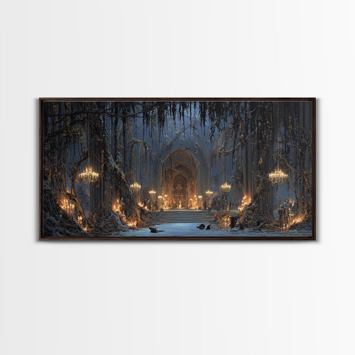 The Ghost Of The Witch Hunter, Wide Panoramic Art, Dark Halloween Decor, Canvas Print, Halloween Wall Decor, Gothic Home Decor