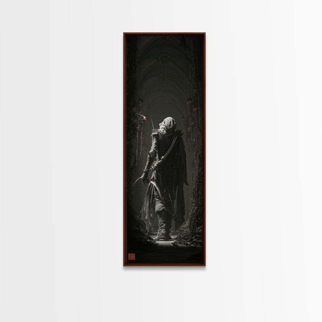 The Ghost Of The Witch Hunter, Tall Narrow Wall Art, Macabre Wall Art, Framed Canvas Print, Halloween Wall Decor, Gothic Home Decor