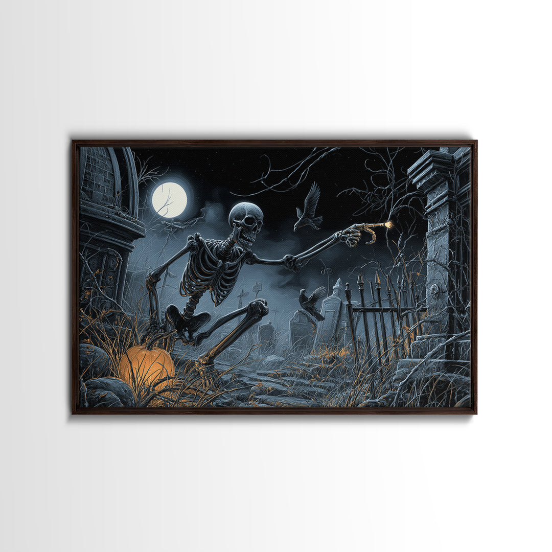 The Skull Astronomer, Landscape Wall Art, Dark Halloween Decor, Canvas Print, Halloween Wall Decor, Gothic Home Decor, Halloween Wall Art