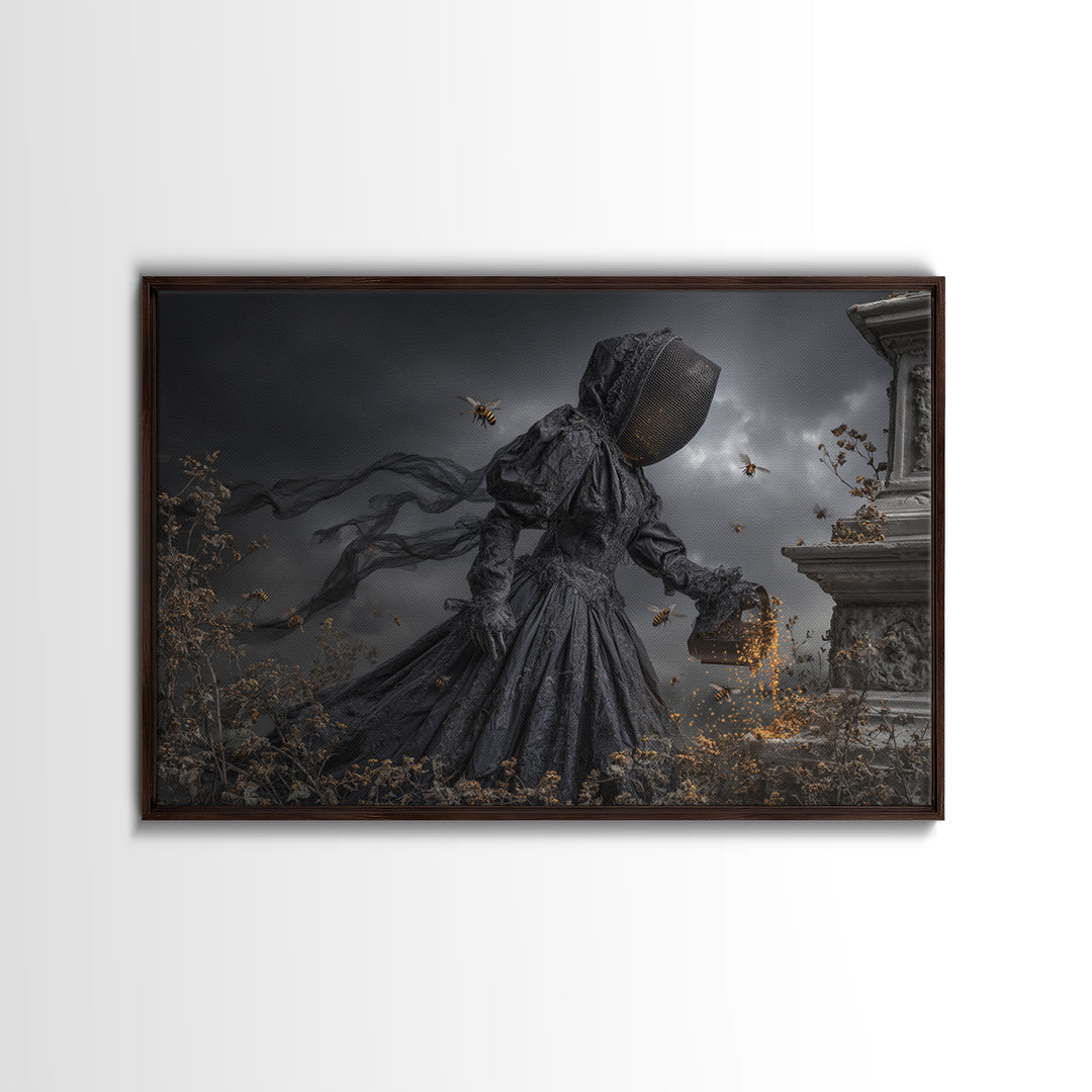 The Cemetery Beekeeper, Landscape Wall Art, Spooky Home Decor, Canvas Print, Halloween Wall Decor, Gothic Home Decor, Spooky Wall Decor