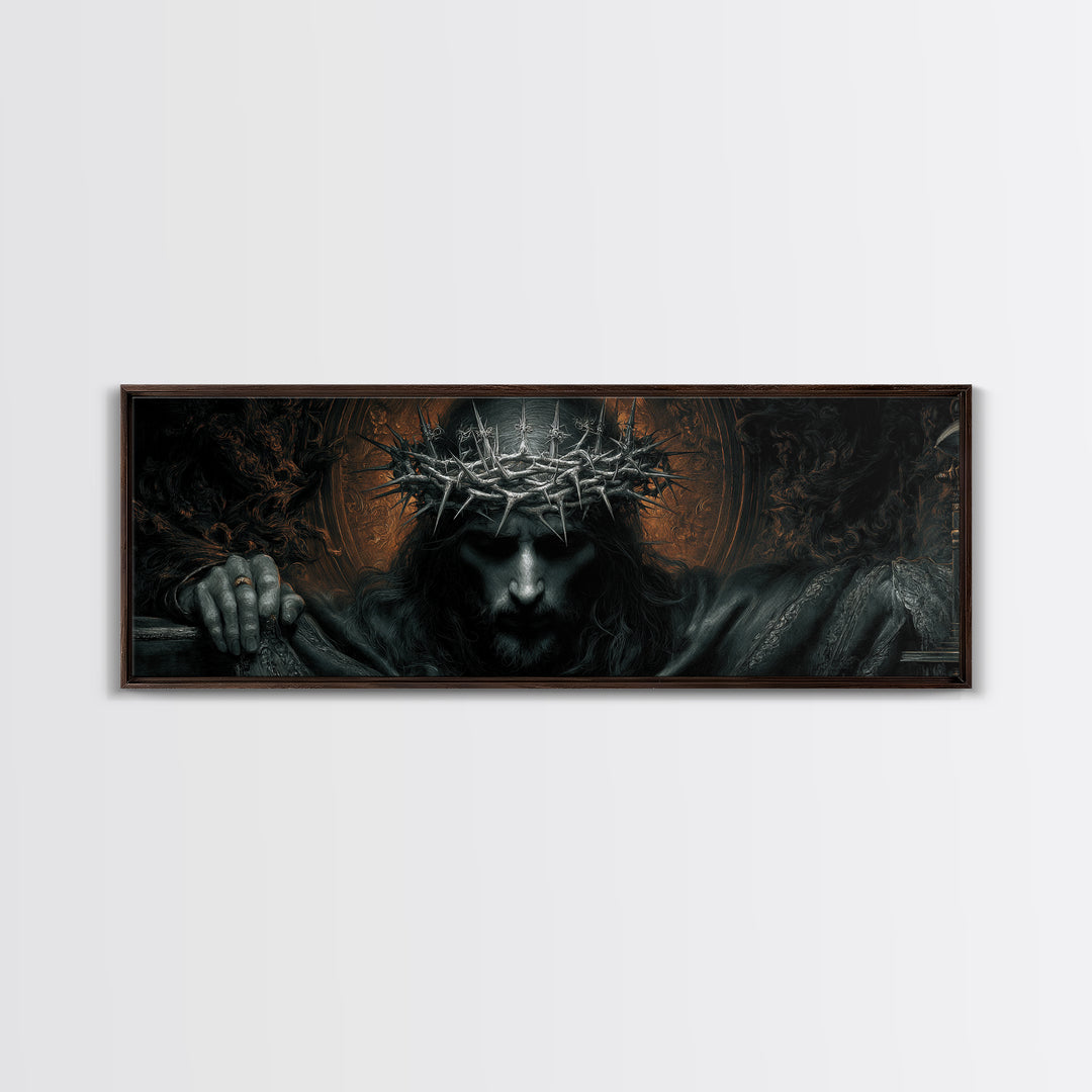 The Thorn-Crowned King, Extra Wide Wall Art, Dark Fantasy Wall Art, Canvas Print, Halloween Wall Decor, Gothic Home Decor
